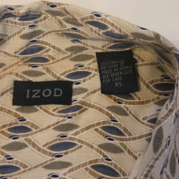 Men's XL Izod Rayon Lightweight Camp Shirt Abstract Graphic Print - Picture 3 of 6